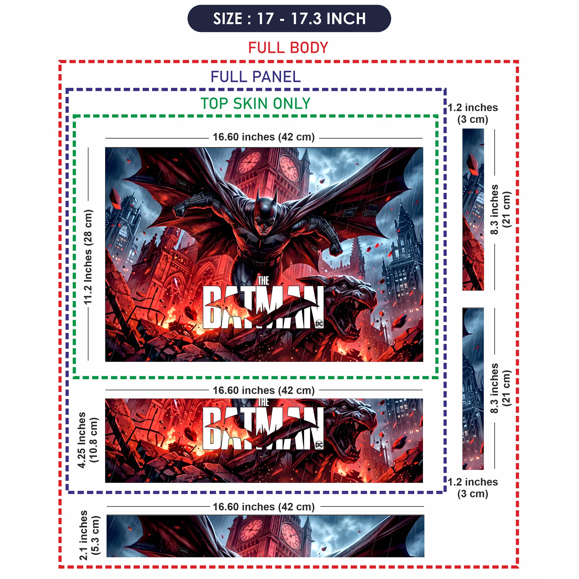 Batman Big Ben Gargoyle Flight Laptop Skin - View 9