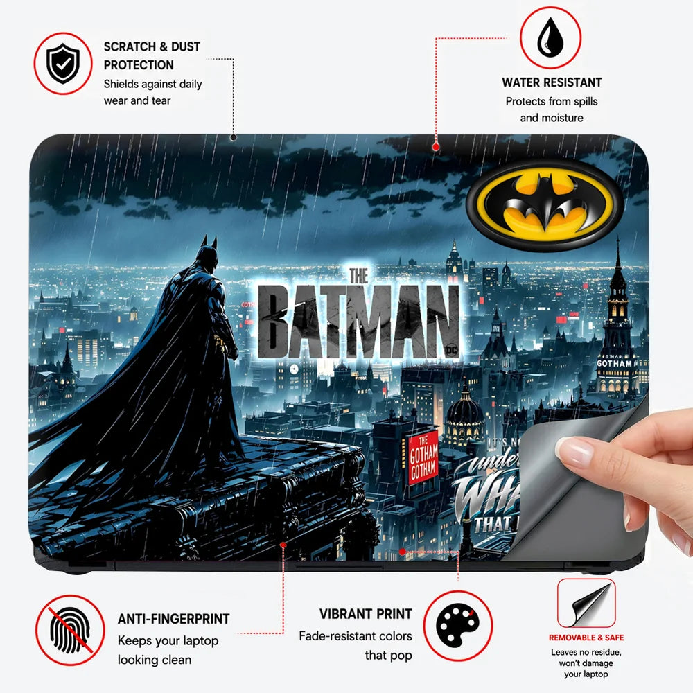 Batman Gotham Rain Rooftop Laptop Skin - View 4