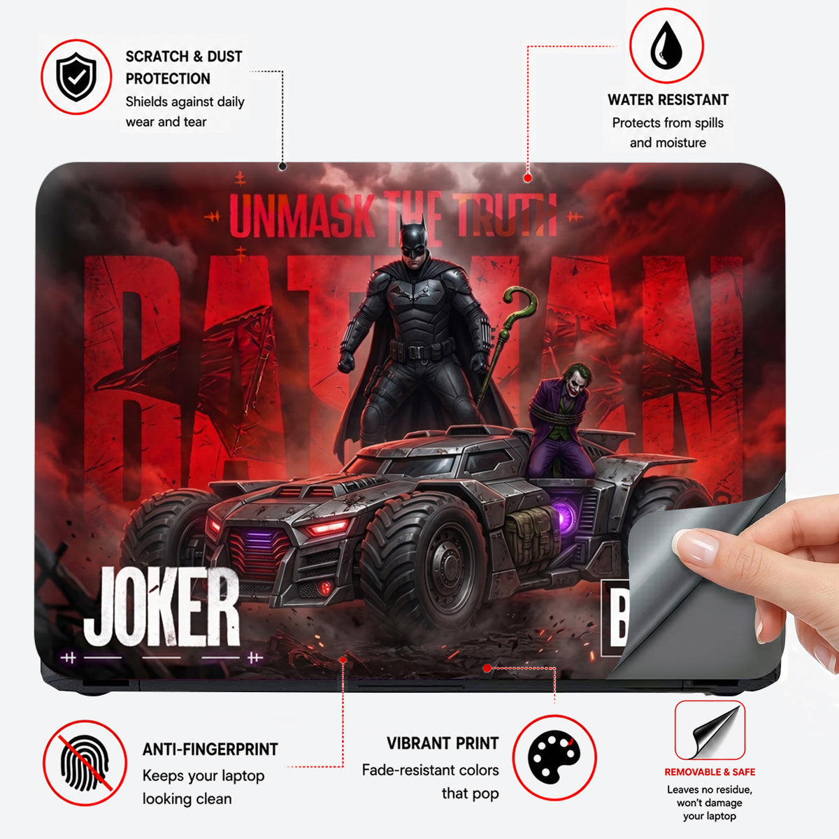 Batman Joker Batmobile Unmask Laptop Skin - View 4