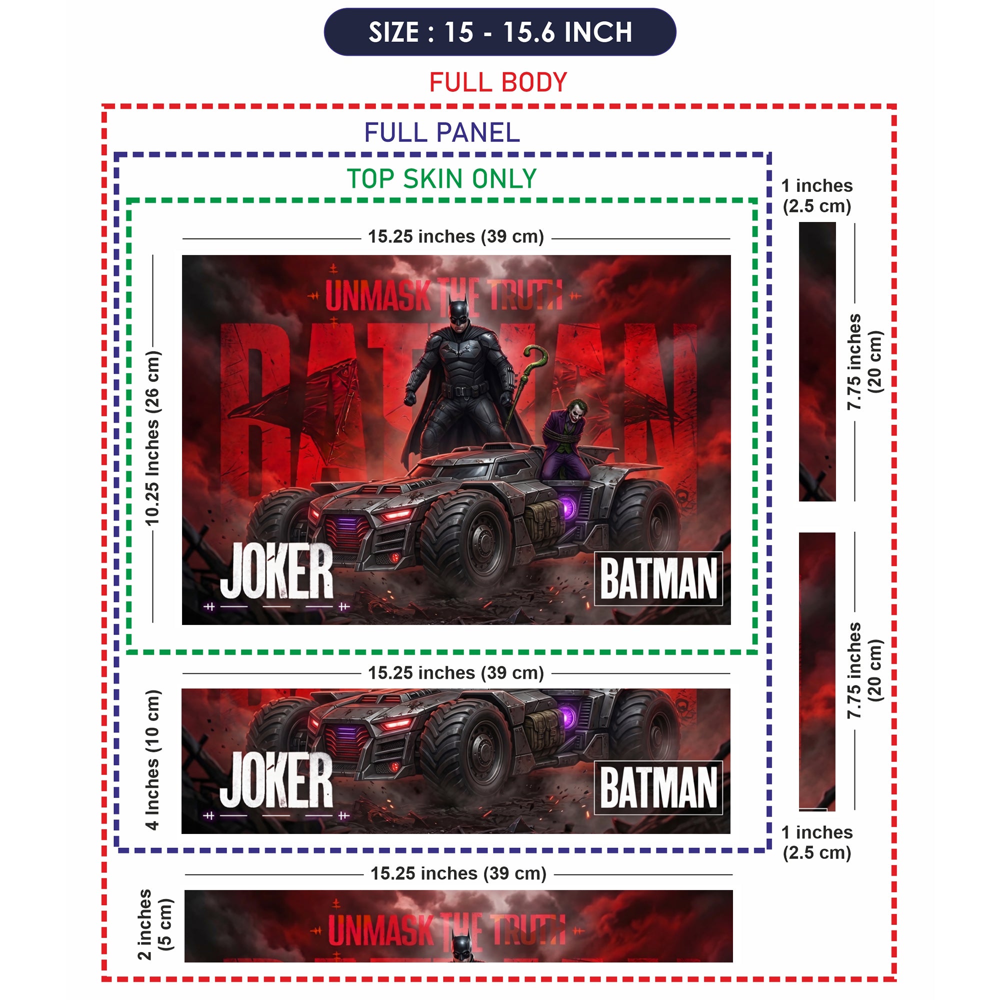 Batman Joker Batmobile Unmask Laptop Skin - View 8