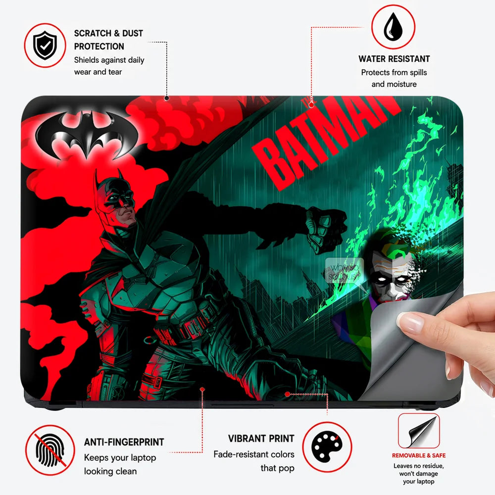 Batman Joker Red Teal Comic Laptop Skin - View 4