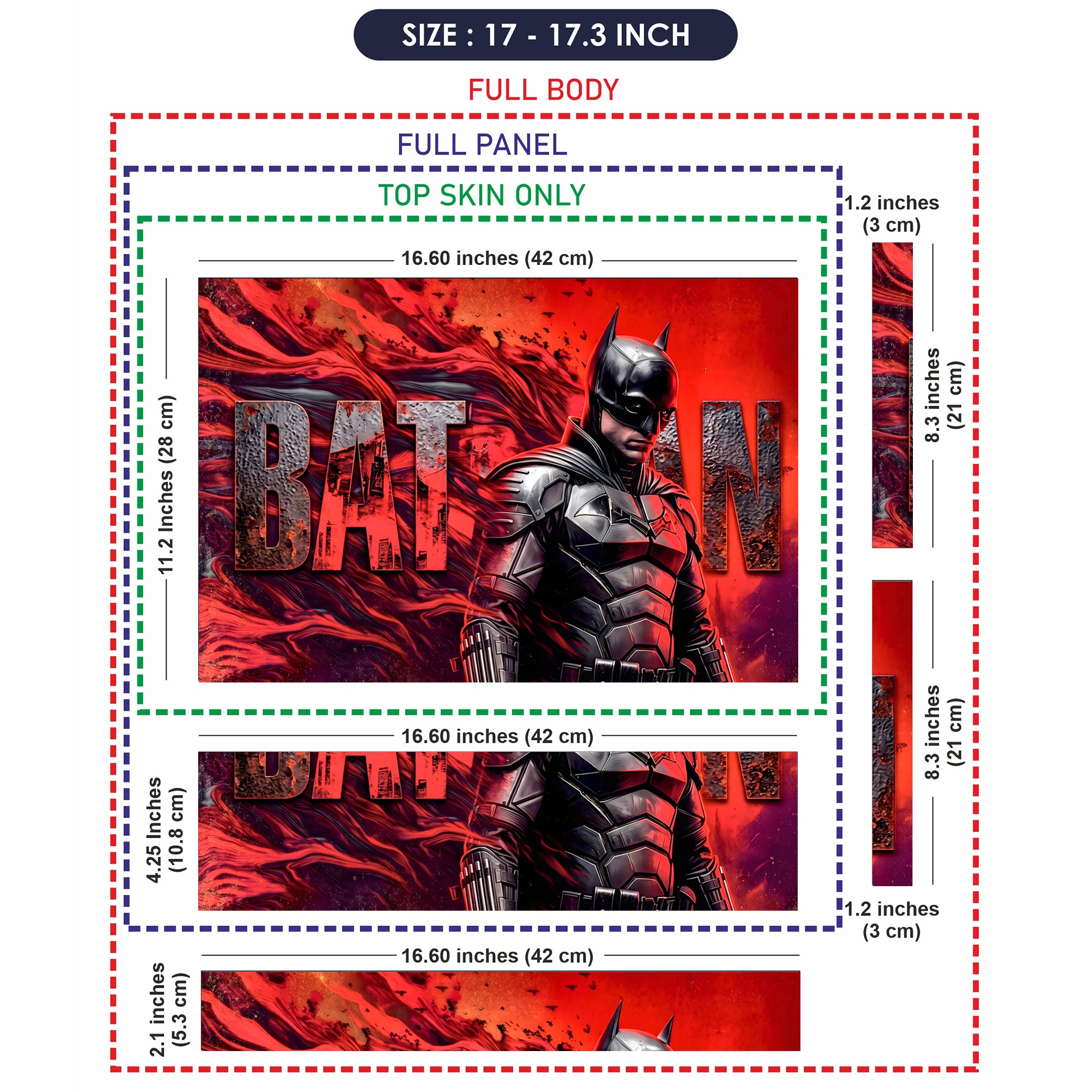 Batman Red Cape City Skyline Laptop Skin - View 9