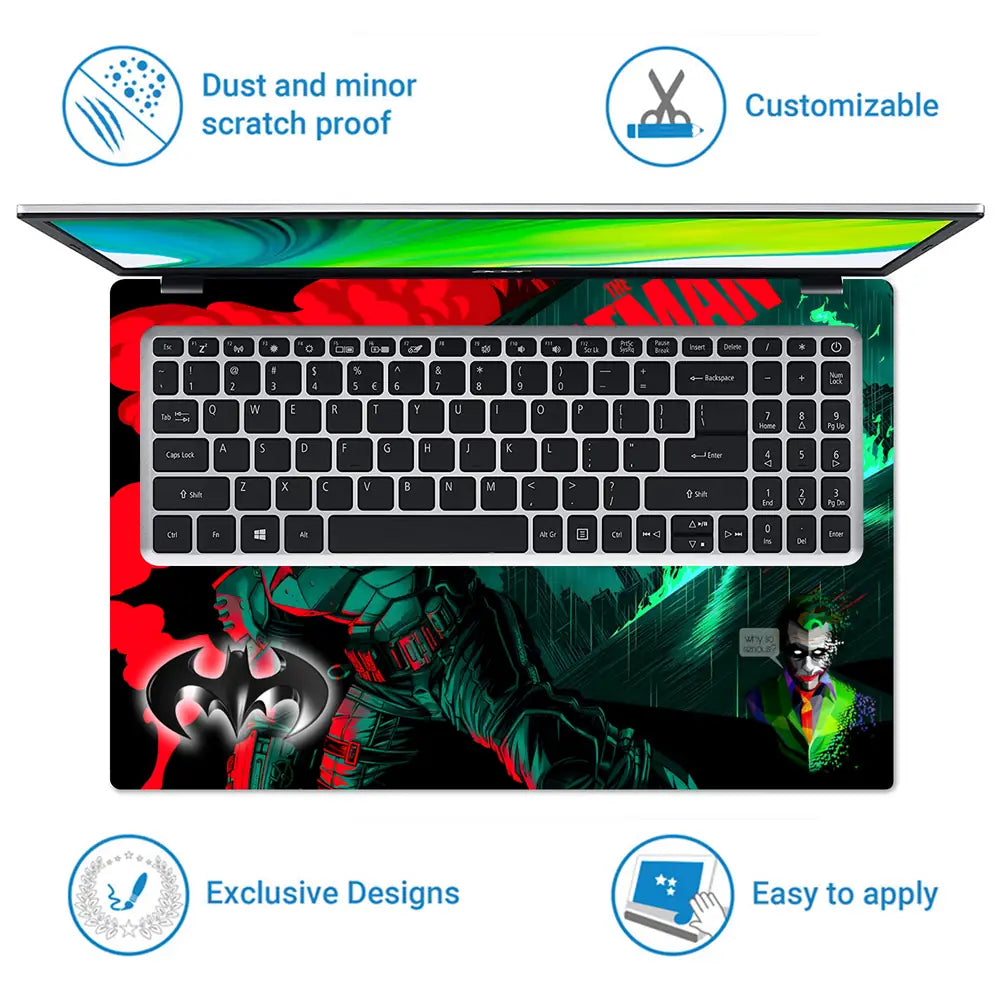 Batman Red Green Laptop Skin - View 5
