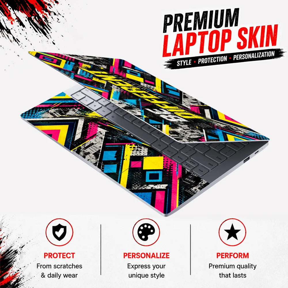 Be Different Neon Urban Collage Laptop Skin - View 3