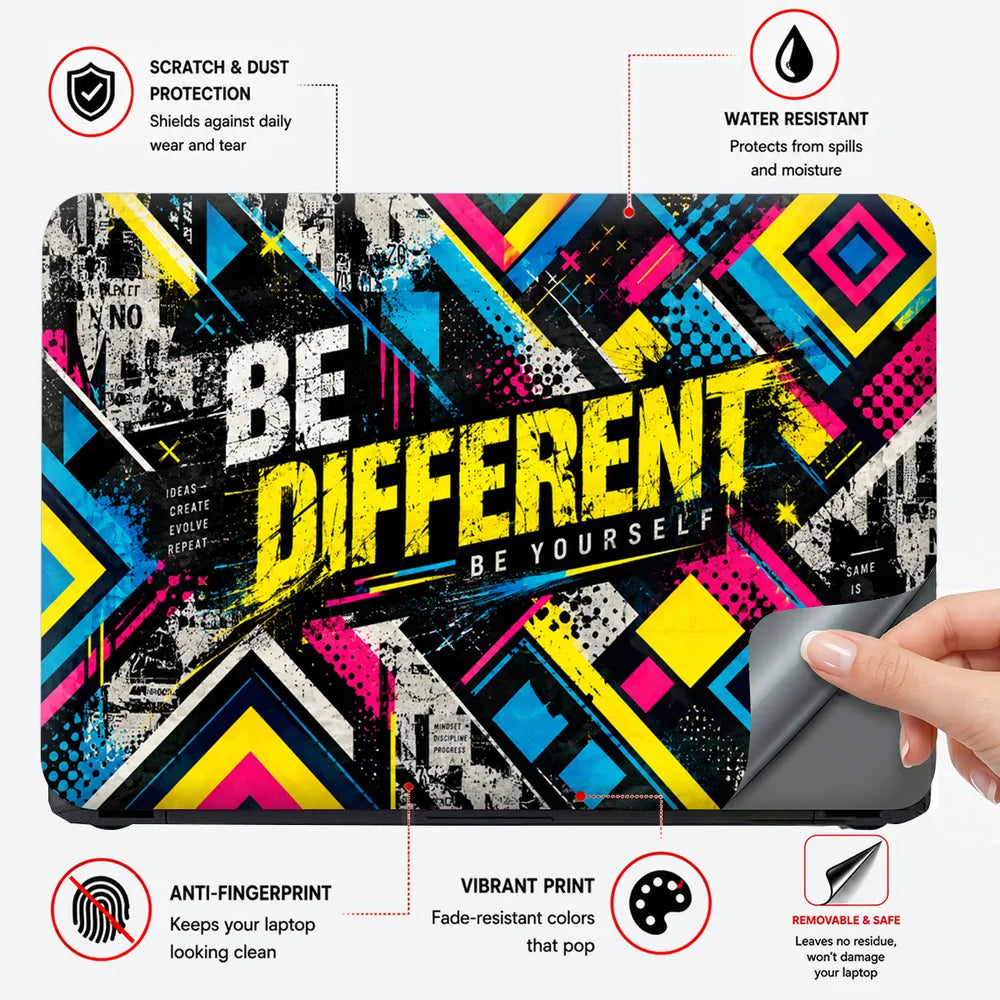 Be Different Neon Urban Collage Laptop Skin - View 4