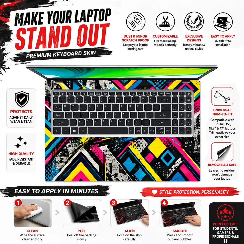 Be Different Neon Urban Collage Laptop Skin - View 5
