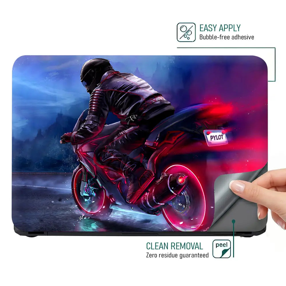 Biker Motorcycle Laptop Skin - View 4