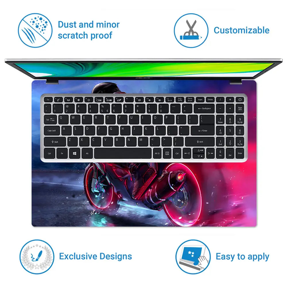 Biker Motorcycle Laptop Skin - View 5