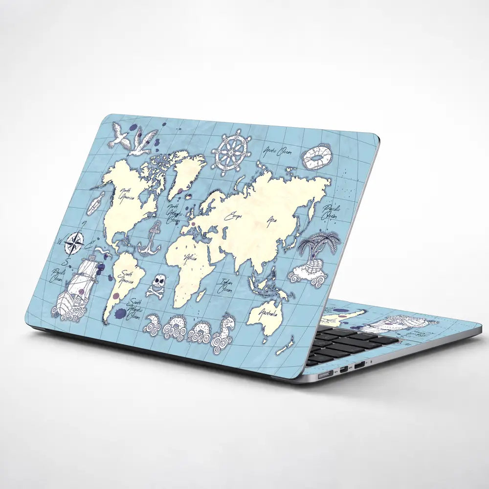 Bird Design World Map Laptop Skin - View 1