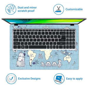 Bird Design World Map Laptop Skin - View 5