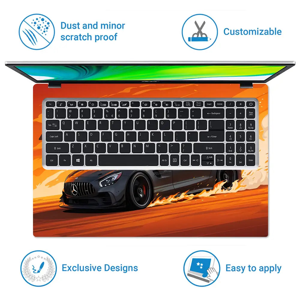 Black AMG GT Laptop Skin - View 5