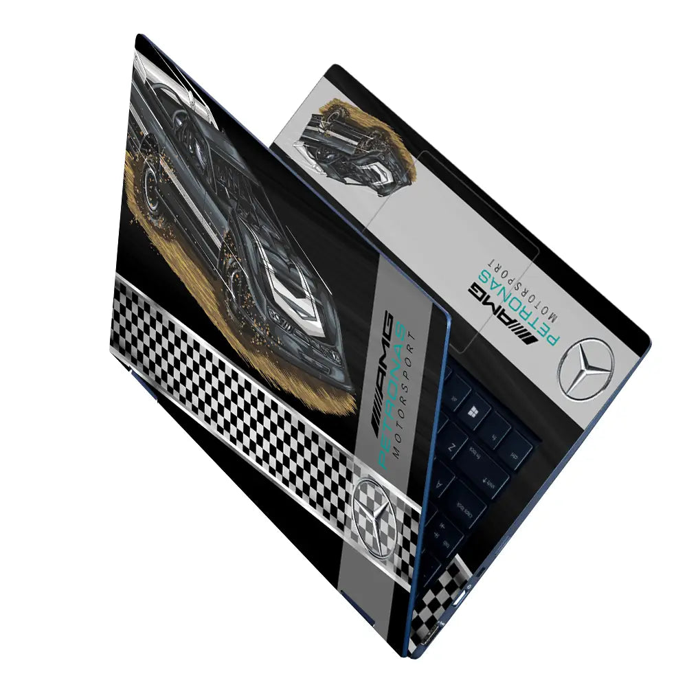 Black AMG Motorsport Race Car Laptop Skin - View 2