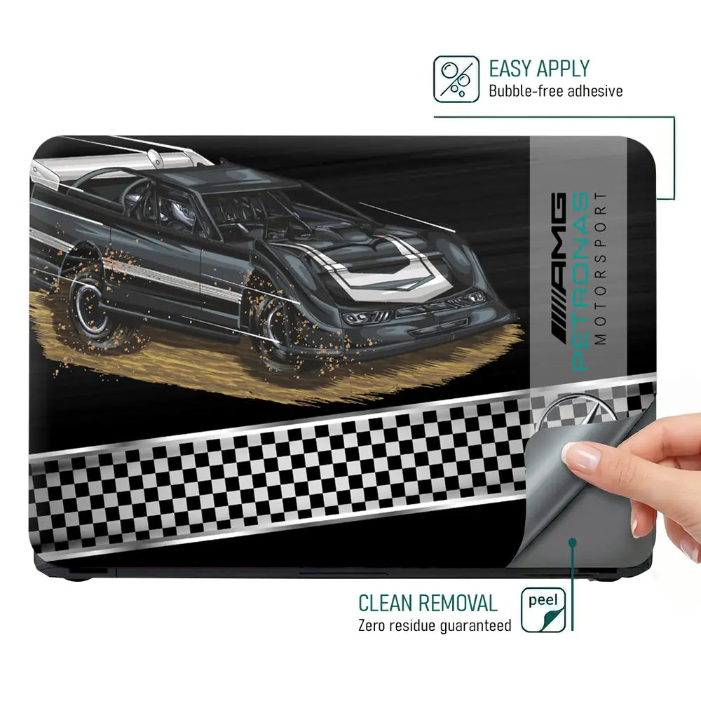 Black AMG Motorsport Race Car Laptop Skin - View 4