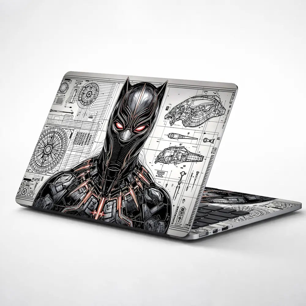 Black Panther Suit Blueprint Tech Laptop Skin - View 1