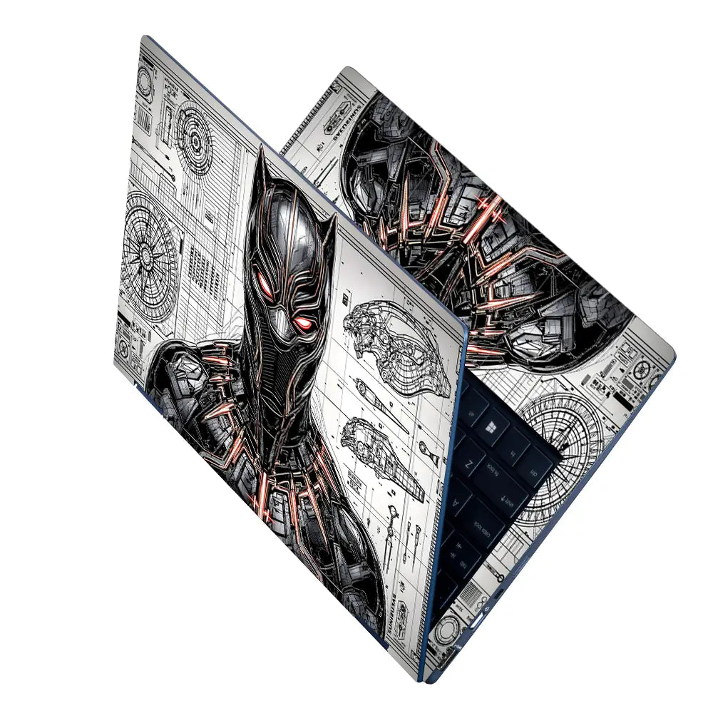 Black Panther Suit Blueprint Tech Laptop Skin - View 2
