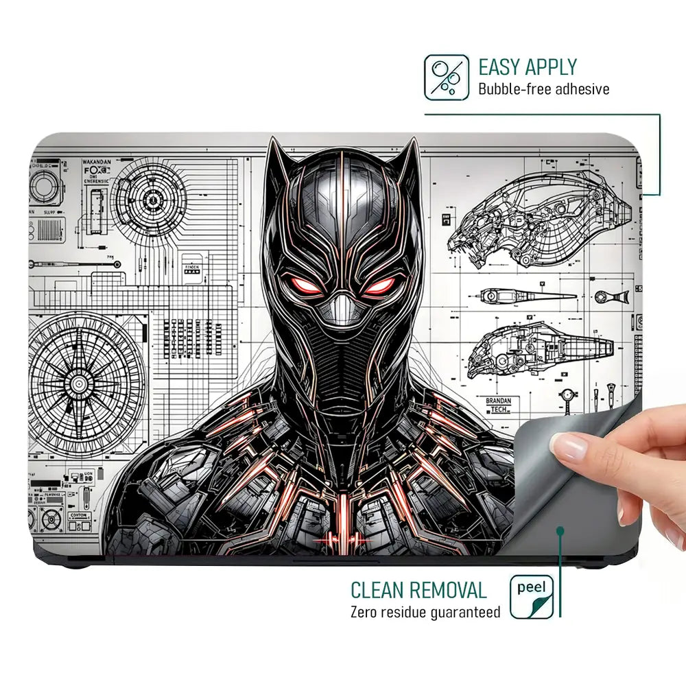 Black Panther Suit Blueprint Tech Laptop Skin - View 4