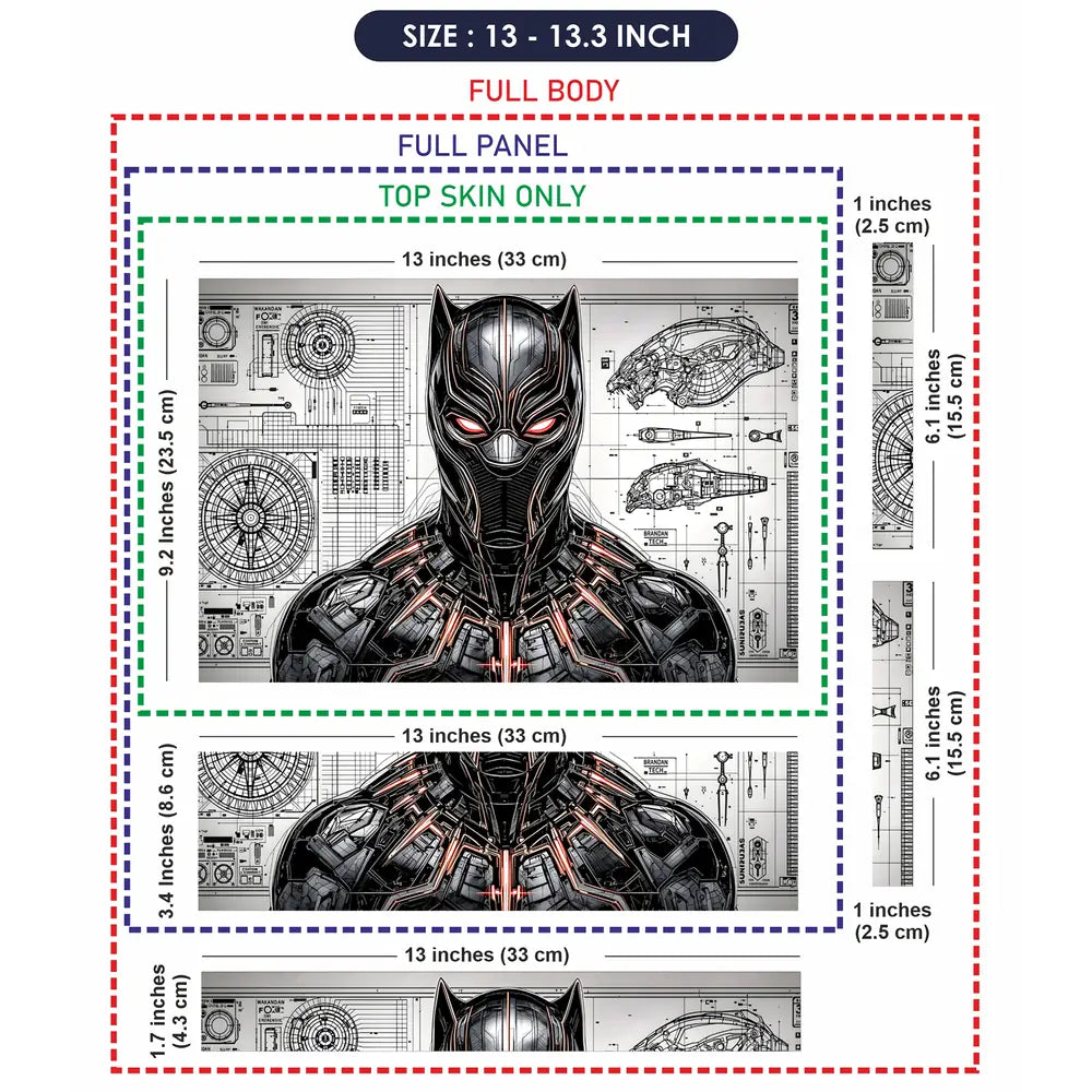 Black Panther Suit Blueprint Tech Laptop Skin - View 6