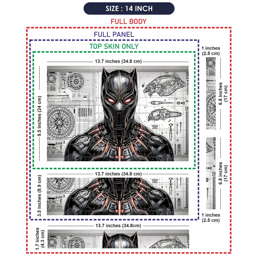 Black Panther Suit Blueprint Tech Laptop Skin - View 7