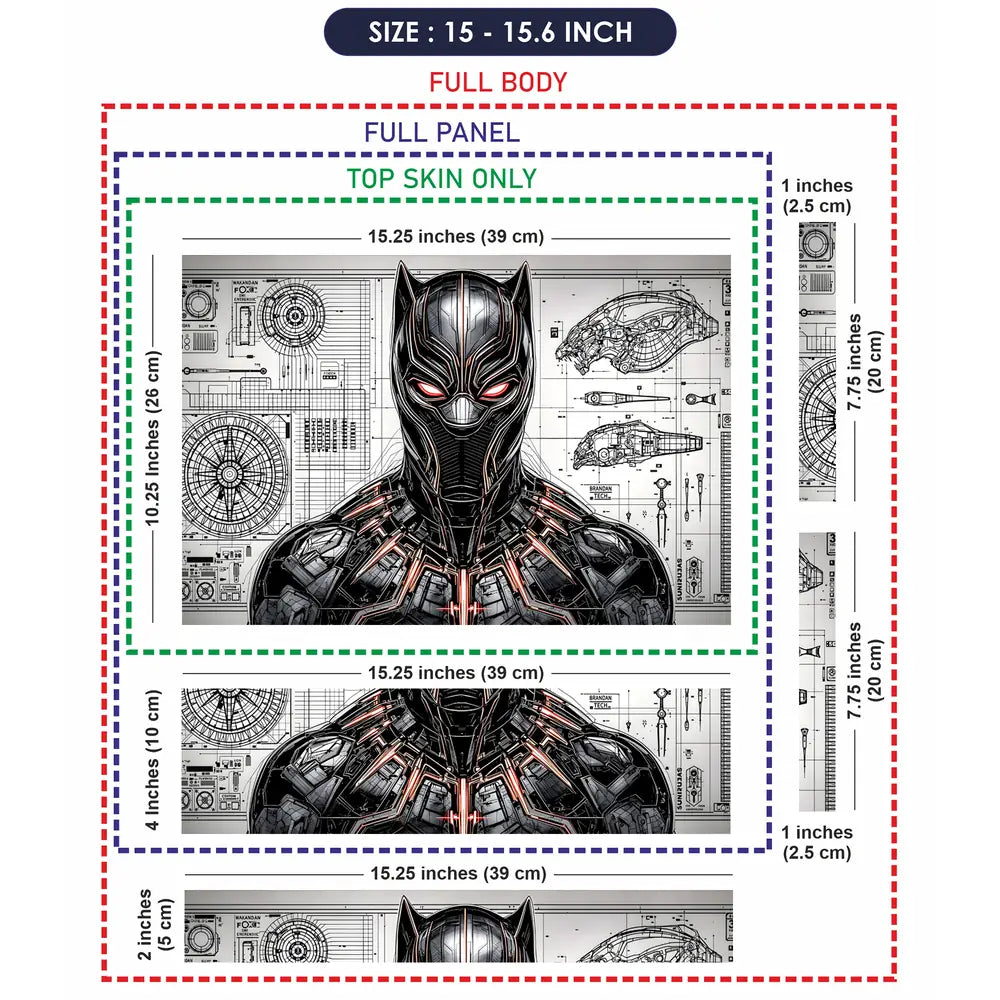 Black Panther Suit Blueprint Tech Laptop Skin - View 8