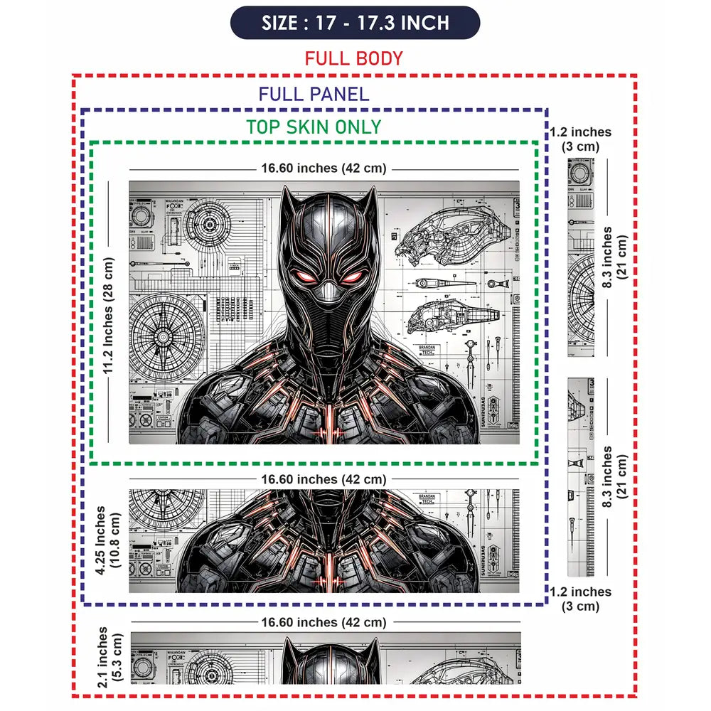 Black Panther Suit Blueprint Tech Laptop Skin - View 9