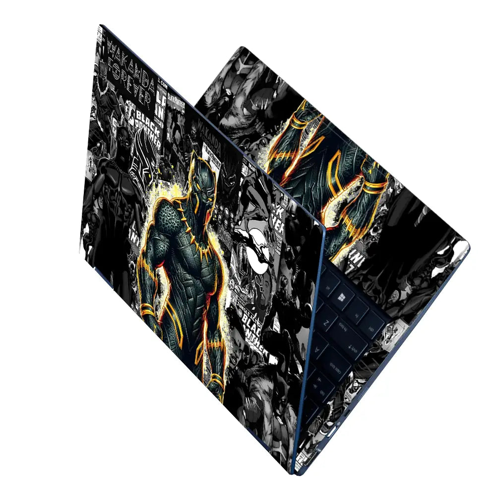 Black Panther Wakanda Comic Grunge Laptop Skin - View 2