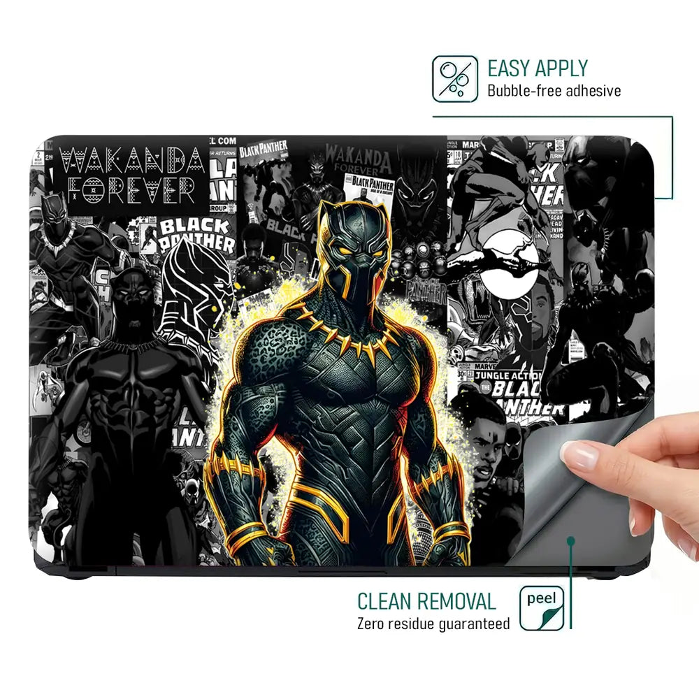 Black Panther Wakanda Comic Grunge Laptop Skin - View 4