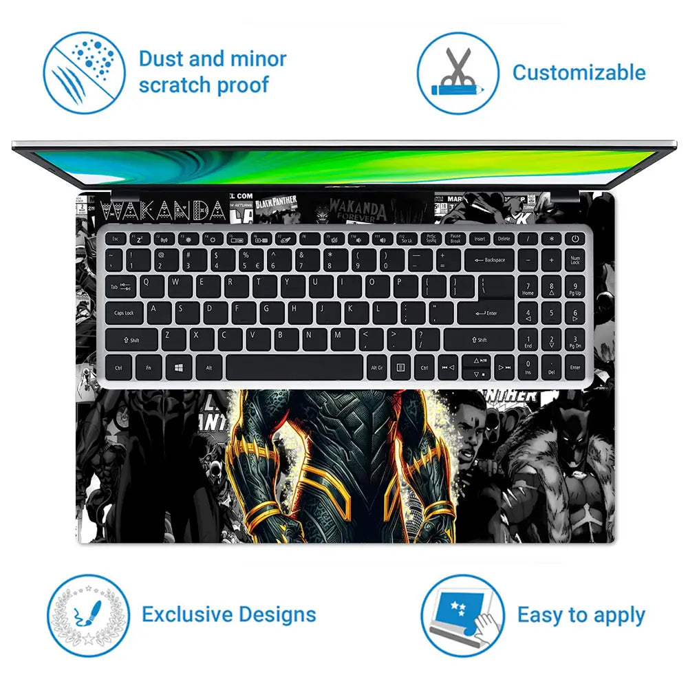 Black Panther Wakanda Comic Grunge Laptop Skin - View 5