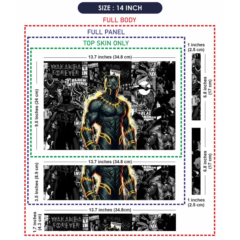 Black Panther Wakanda Comic Grunge Laptop Skin - View 7