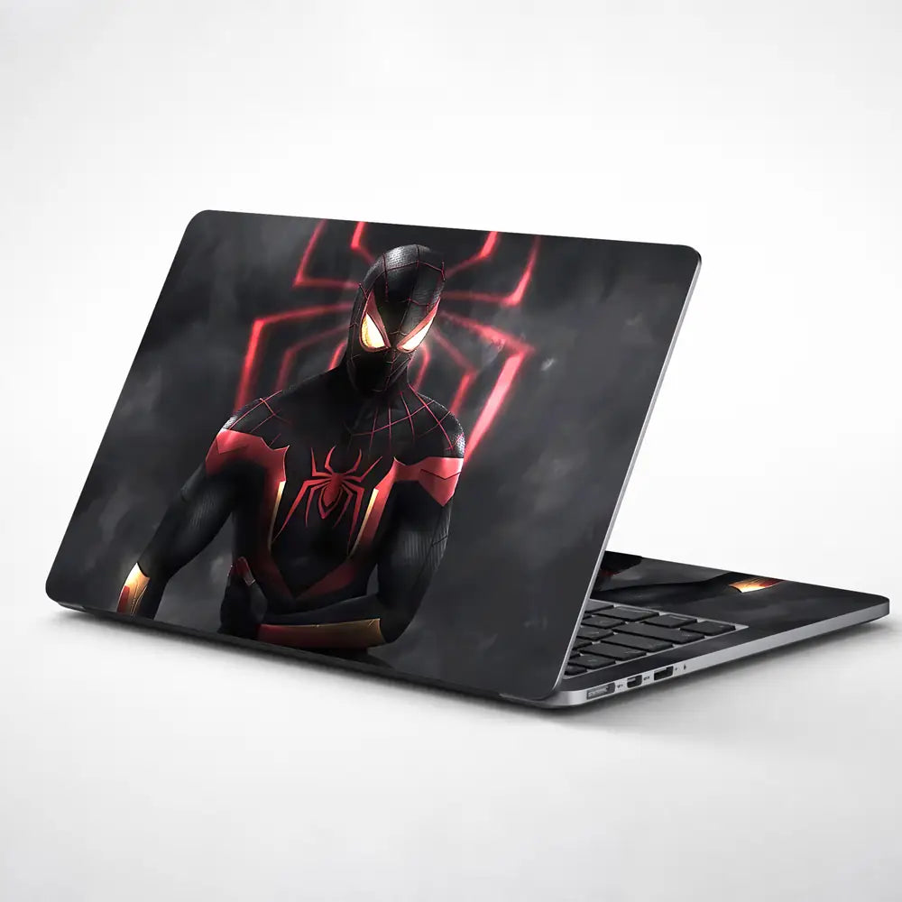 Black Spider on Black Smoke Laptop Skin - View 1