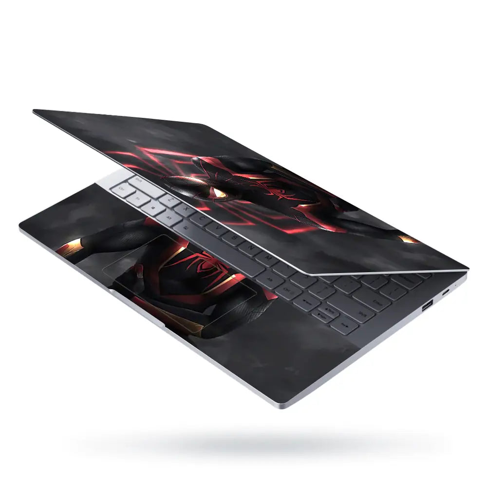 Black Spider on Black Smoke Laptop Skin - View 3