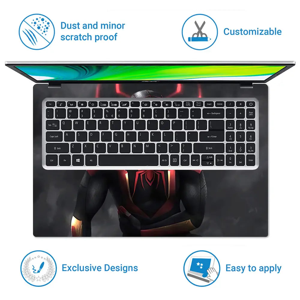 Black Spider on Black Smoke Laptop Skin - View 5