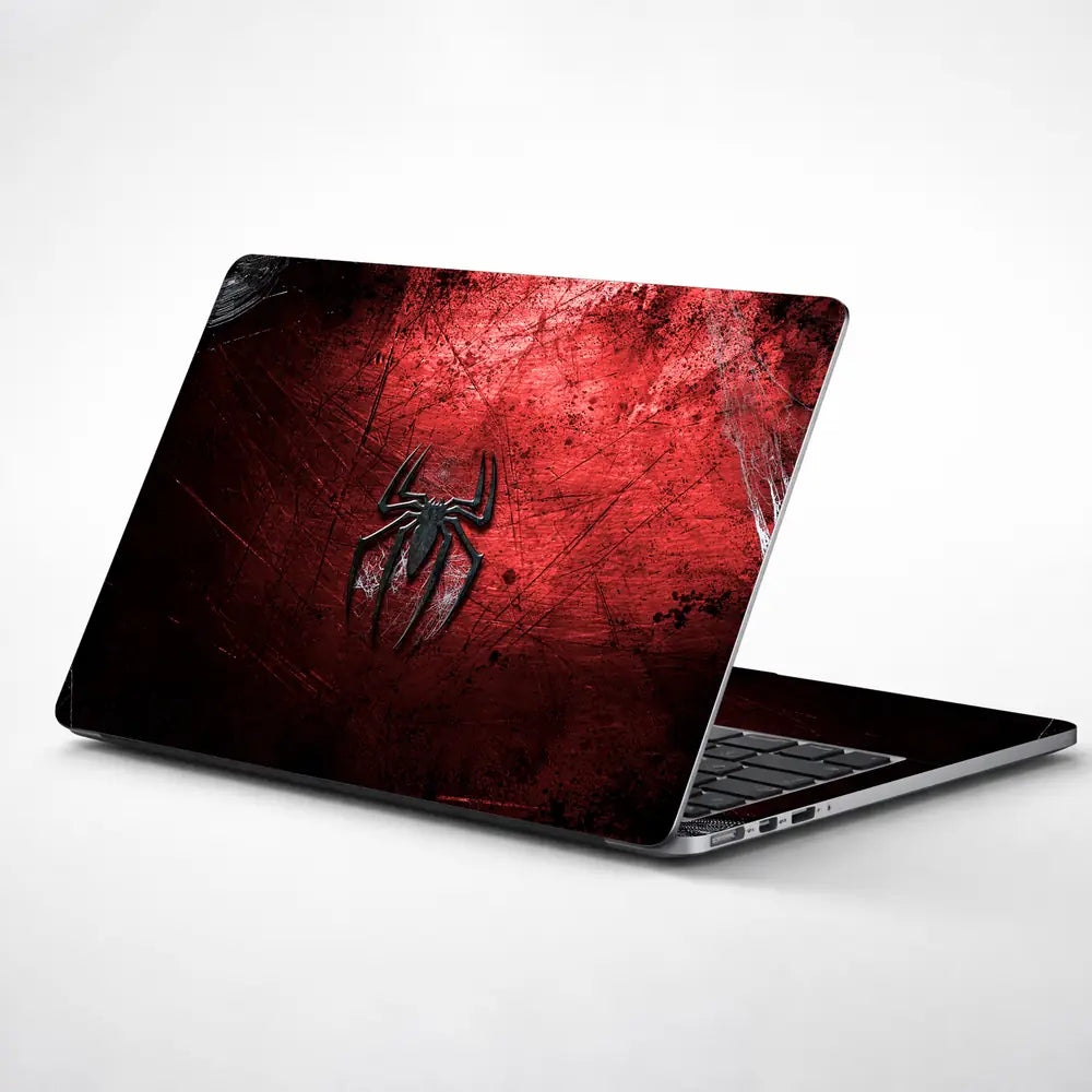 Black Spider on Red Shaded Background Laptop Skin - View 1
