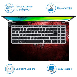 Black Spider on Red Shaded Background Laptop Skin - View 5