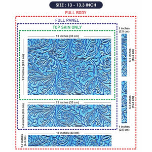 Blue Floral Leather - Metallic and Textured Finish Laptop Skin - View 6