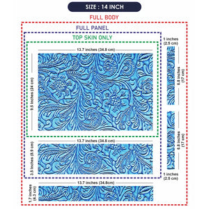 Blue Floral Leather - Metallic and Textured Finish Laptop Skin - View 7