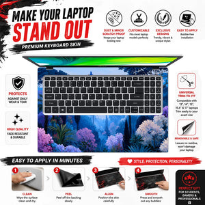 Blue Forest Birds Pink Sunset Laptop Skin - View 5