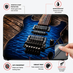 Blue Ibanez Quilted Guitar Wood Laptop Skin - View 4