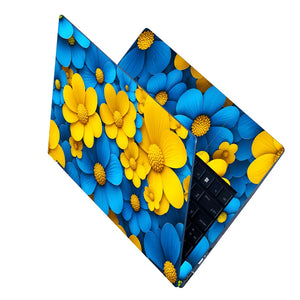 Blue Yellow Daisies Cluster Laptop Skin - View 2