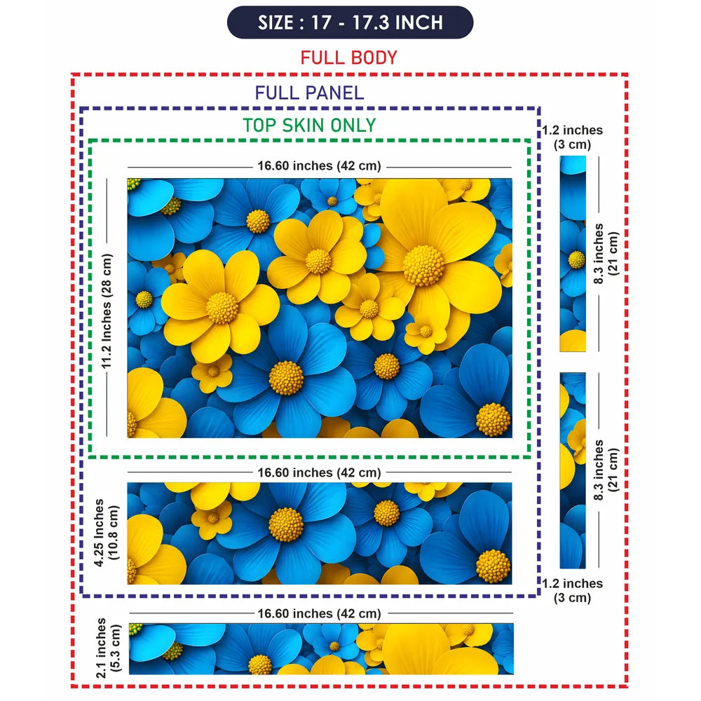 Blue Yellow Daisies Cluster Laptop Skin - View 9