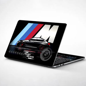 BMW Black M Stripe Speed Sedan Laptop Skin - View 1