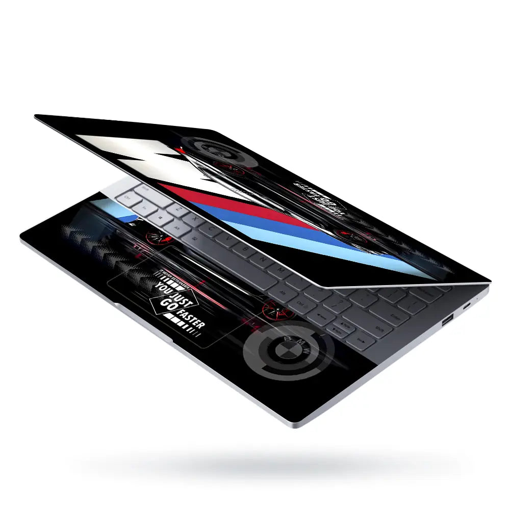 BMW Black M Stripe Speed Sedan Laptop Skin - View 3