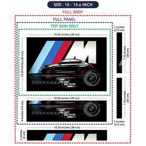BMW Black M Stripe Speed Sedan Laptop Skin - View 8