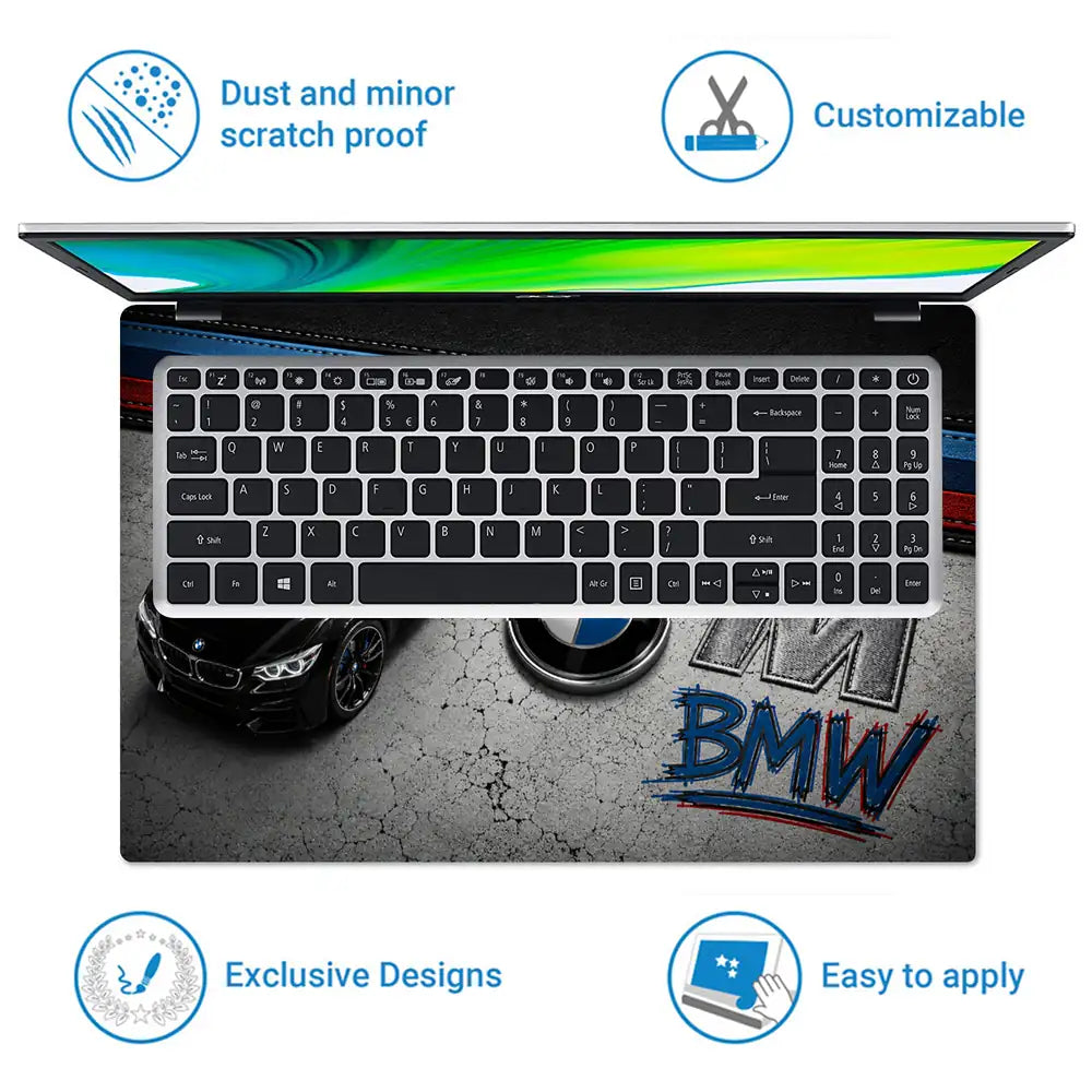 BMW M Black Top View Garage Laptop Skin - View 5