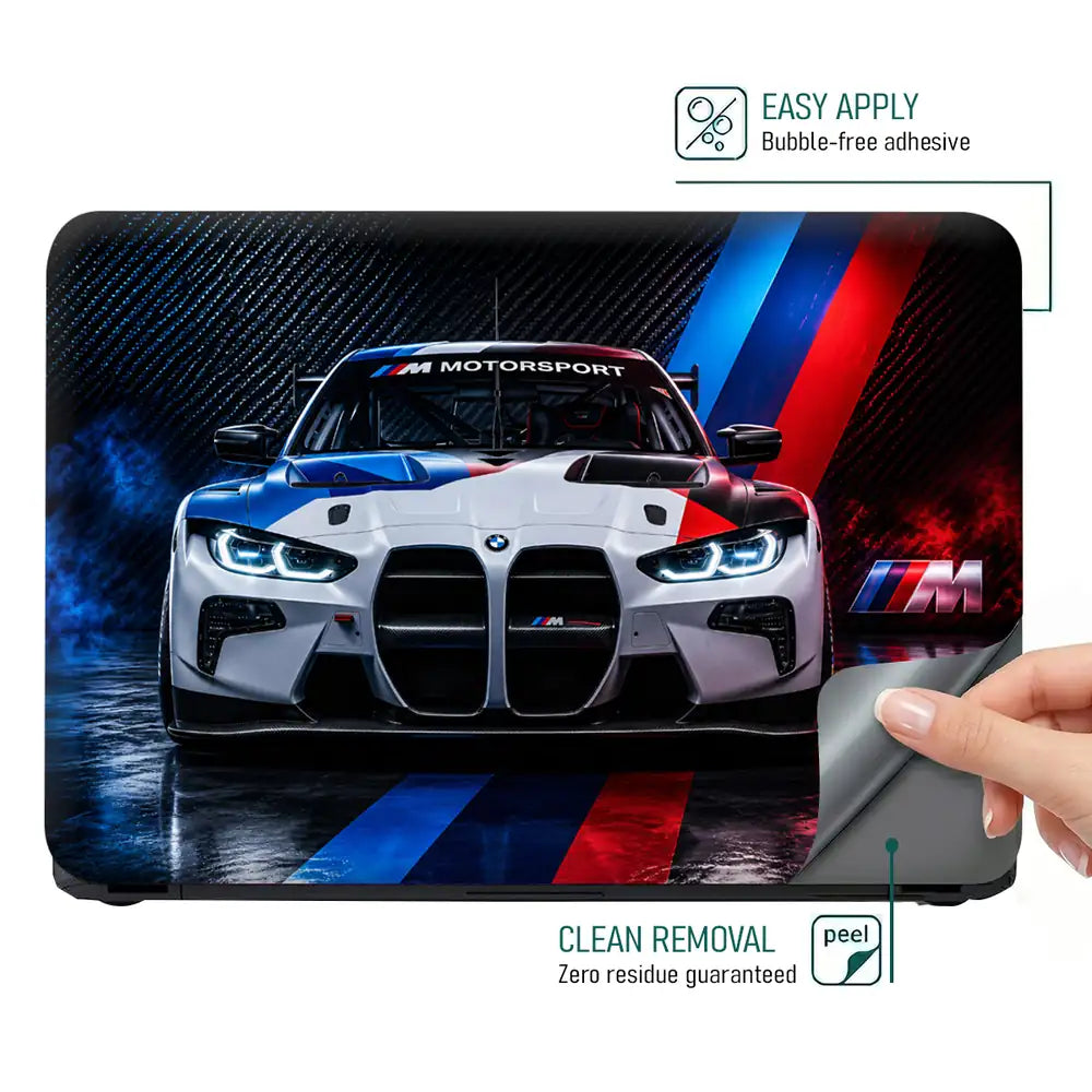 BMW M Motorsport Race Car Front Laptop Skin - View 4