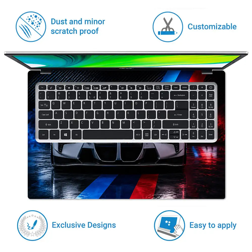 BMW M Motorsport Race Car Front Laptop Skin - View 5