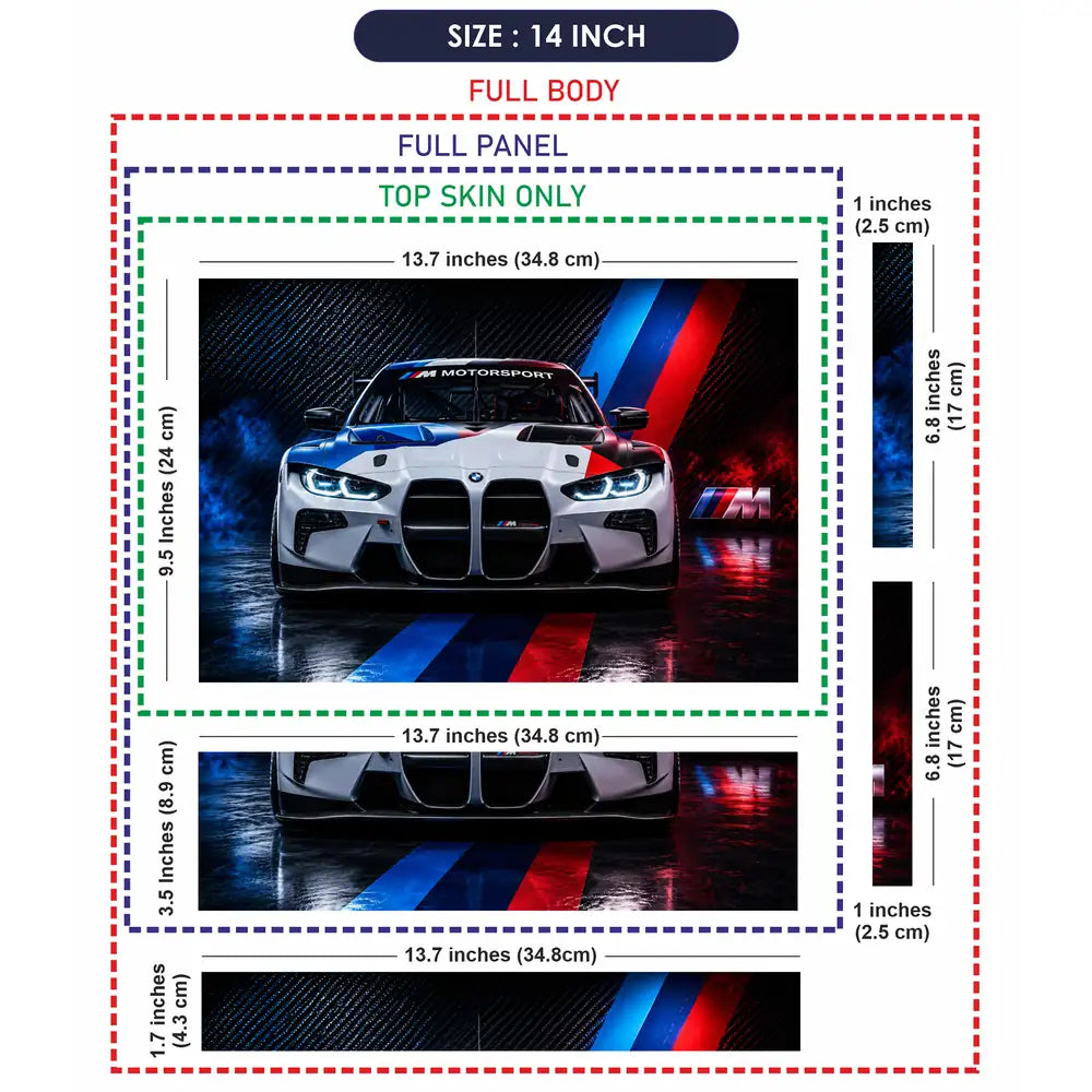 BMW M Motorsport Race Car Front Laptop Skin - View 7
