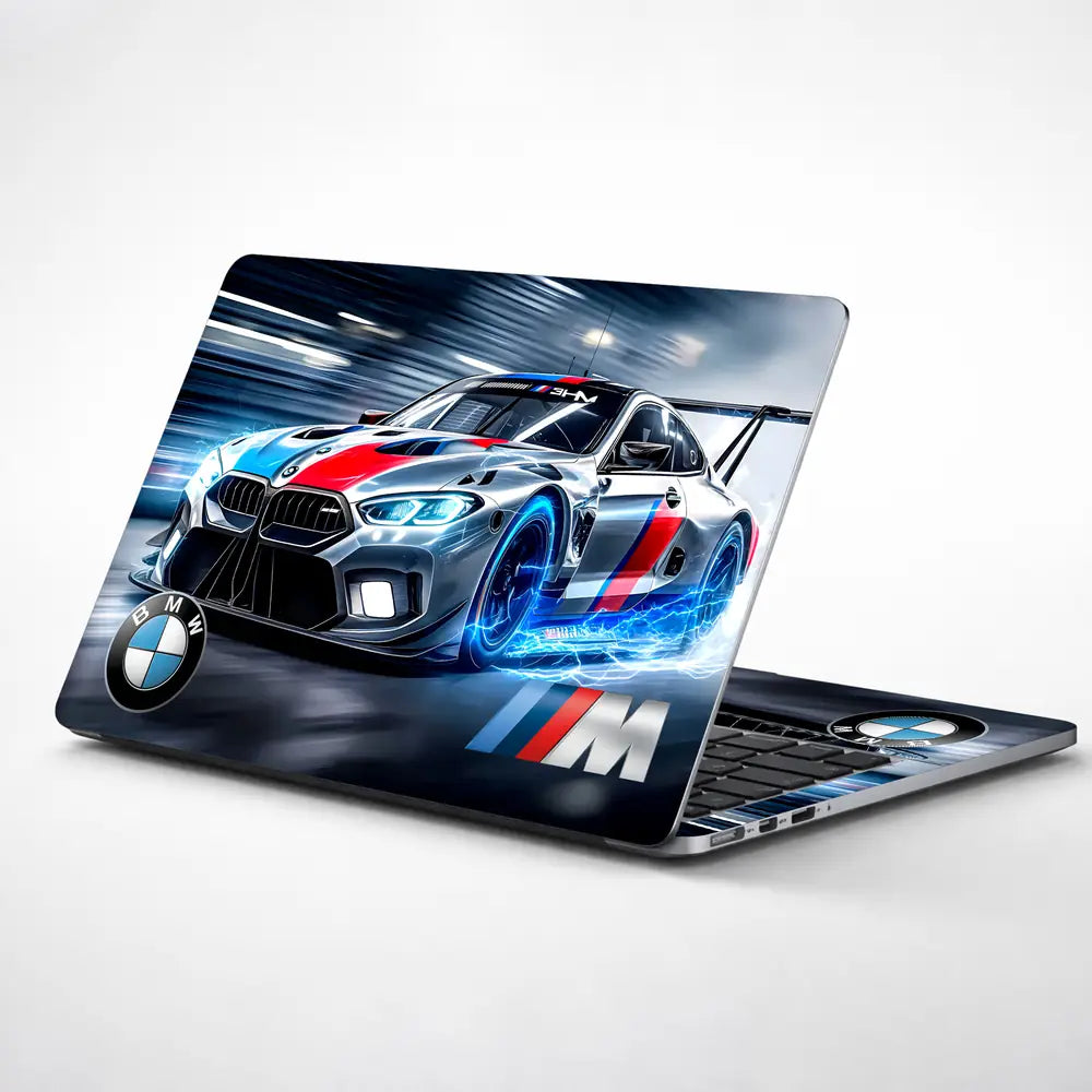 BMW M Series Racing Car Illustration Laptop Skin - View 1