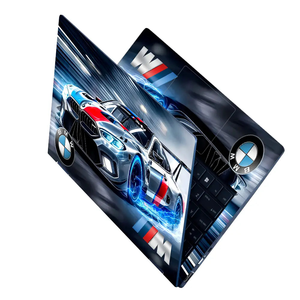 BMW M Series Racing Car Illustration Laptop Skin - View 2
