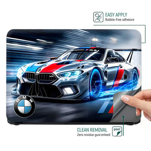 BMW M Series Racing Car Illustration Laptop Skin - View 4
