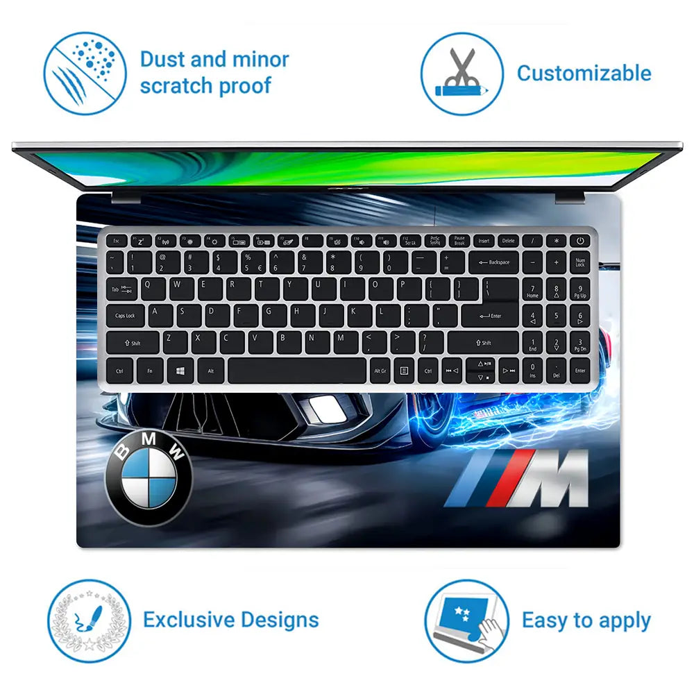 BMW M Series Racing Car Illustration Laptop Skin - View 5